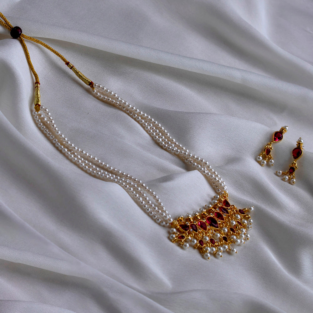 Long Necklace Maharashtrian Style Gold Necklace Durga Premium