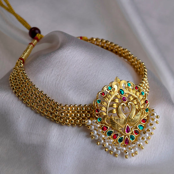 Traditional Thushi With Swan Pendant
