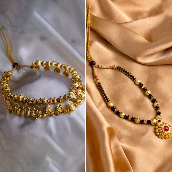 Combo of Short Saaj Necklace and Saaj Harmony Mangalsutra