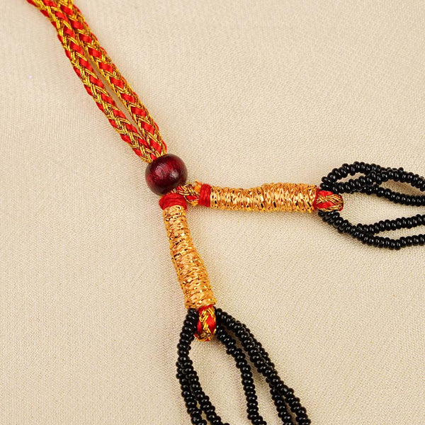 Traditional Lakshmi Black Bead Mangalsutra Necklace