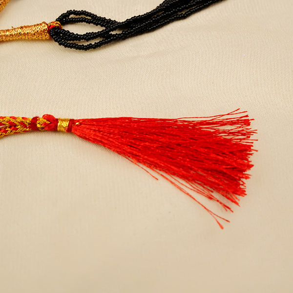 Traditional Lakshmi Black Bead Mangalsutra Necklace