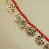 Maharashtrian gold necklace with powla beads and coin detailing.