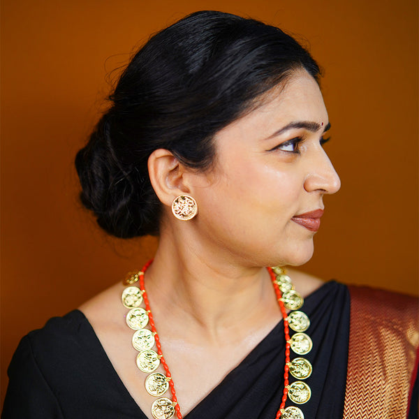 Red Beaded Double Layer Lakshmi Haar