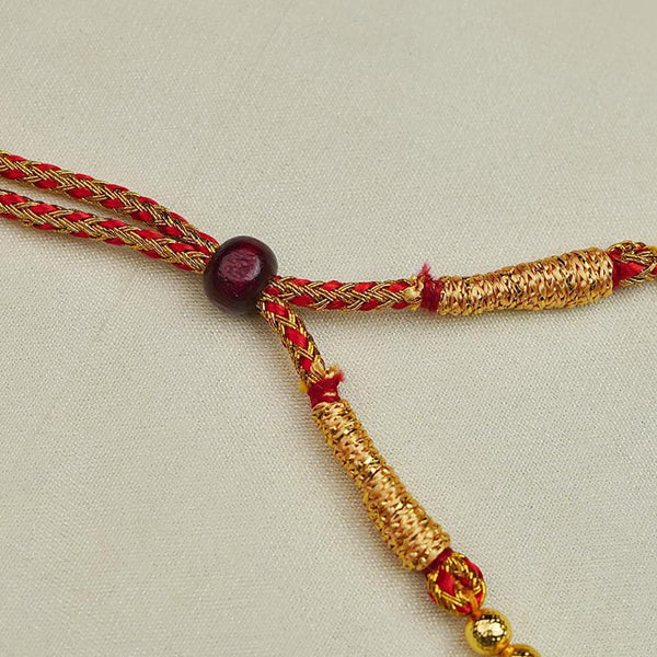 Long Red Gold Beaded Lakshmi Haar