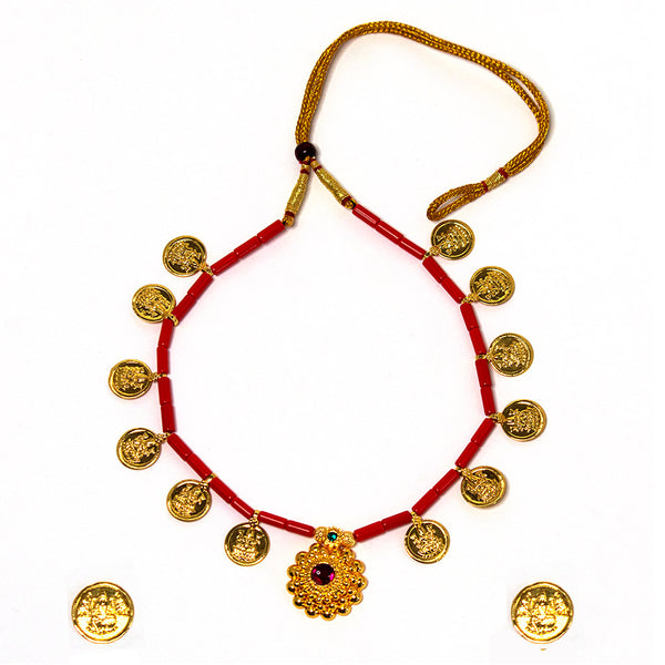 Mahalaxmi Coins Powla Mani Necklace