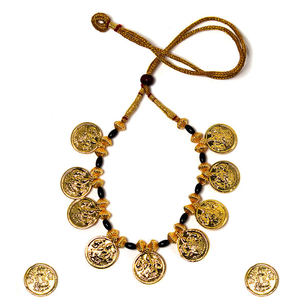 Black and Javmani Mani Thushi Necklace with Mahalaxmi Coin