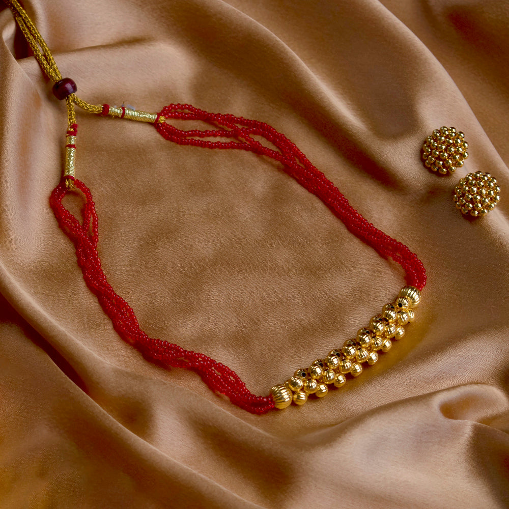 Ruby Glow Red Crystal Necklace – Kalapuri - Main Image