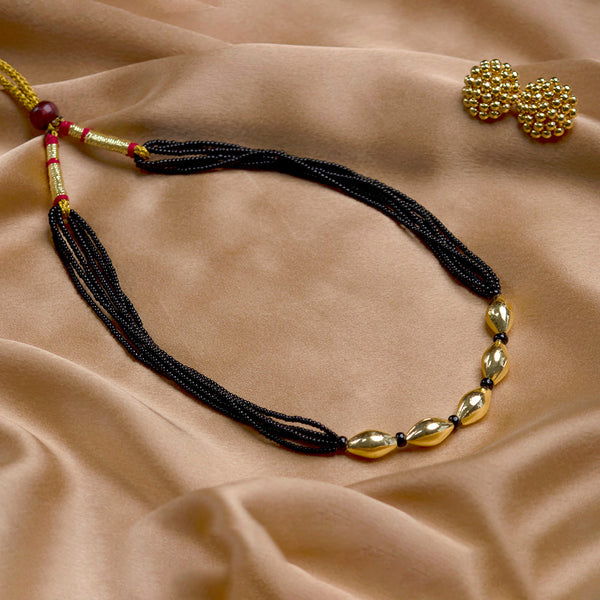 Golden Mangalsutra With Bormaal Pendant