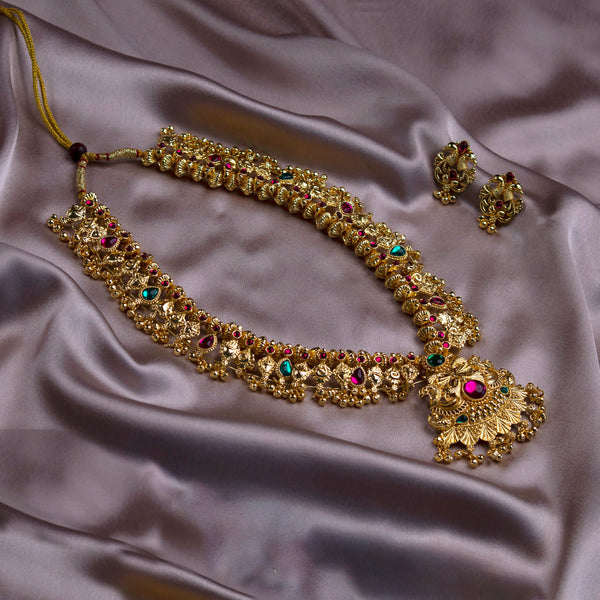 Maharashtrian Traditional Kolhapuri Saaj Necklace in Gold Plating