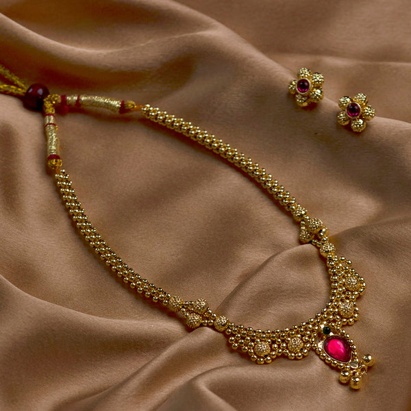 Traditional Jijamata Thushi Gold Plated Necklace