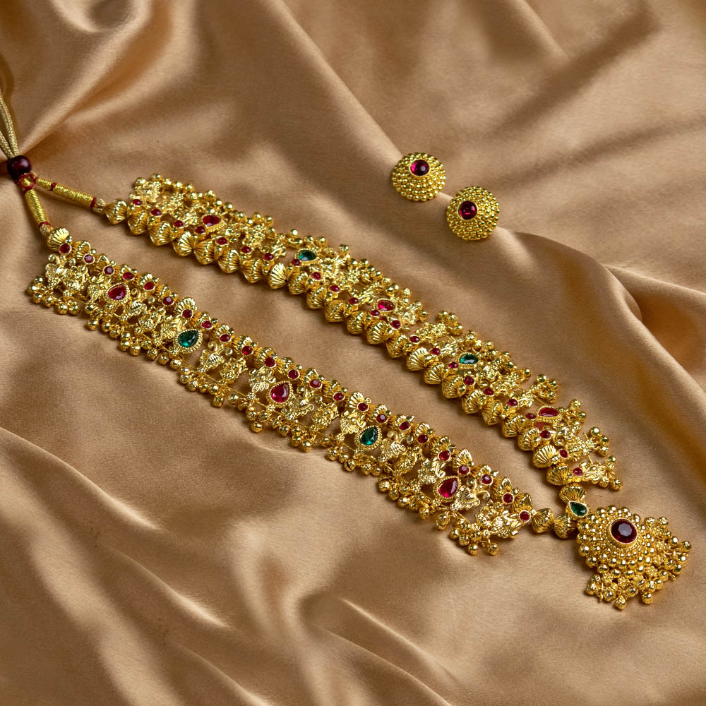 Gold Necklace Set Kolhapuri Saaj Imitation Jewellery Traditional