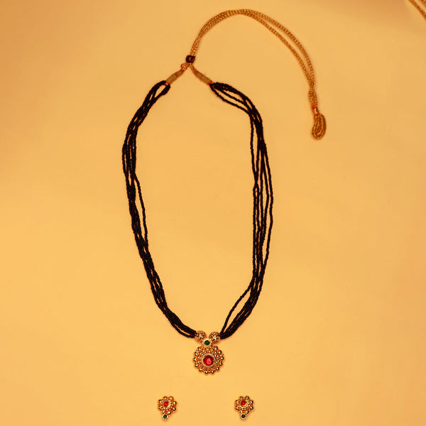 Handcrafted Chandramukhi Mangalsutra with Ethnic Charm With earing