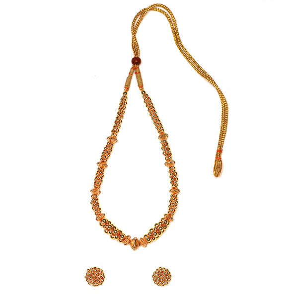 Classic Thushi Necklace with Intricate Beaded Design With Earing