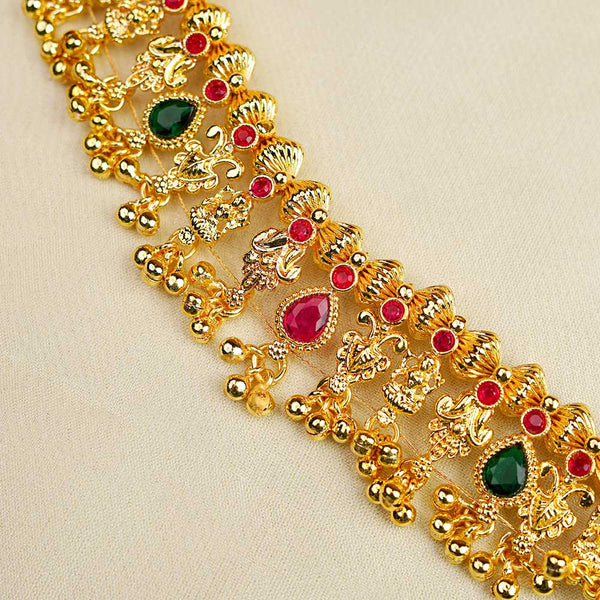 Kalapuri Kolhapuri Saaj with ruby and green stones necklace set
