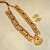 Kalapuri Kolhapuri Saaj with ruby and green stones necklace set