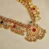 Kalapuri Kolhapuri Saaj with ruby and green stones necklace set