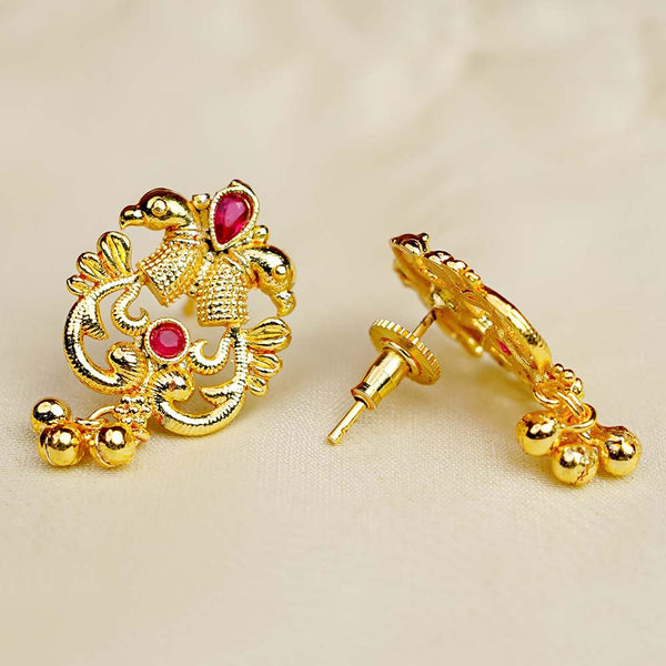 Kalapuri Kolhapuri Saaj with ruby and green stones necklace set