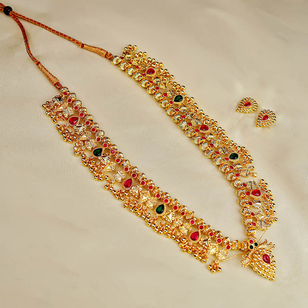Kalapuri peacock design Kolhapuri Saaj necklace with ruby stones