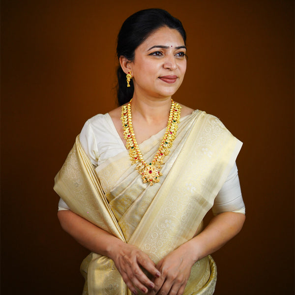 Classic Ruby Emerald Kolhapuri Saaj Necklace