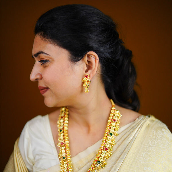 Classic Ruby Emerald Kolhapuri Saaj Necklace