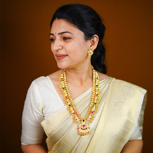 Bridal Peacock Ruby Kolhapuri Saaj Set