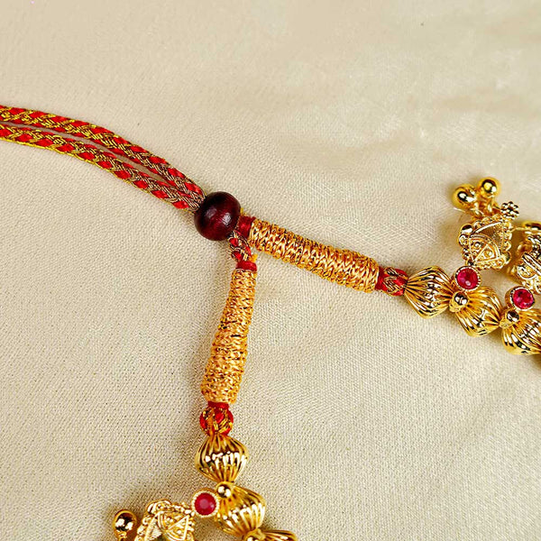 Kalapuri designer Kolhapuri Saaj gold plated necklace set