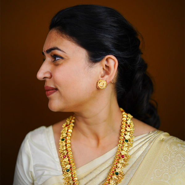 Temple Inspired Ruby Green Kolhapuri Saaj