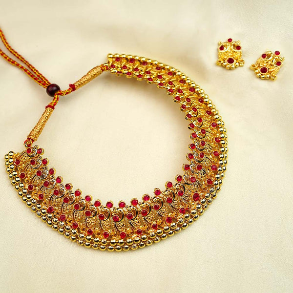 Kalapuri elegant peacock Vajra Tik necklace set