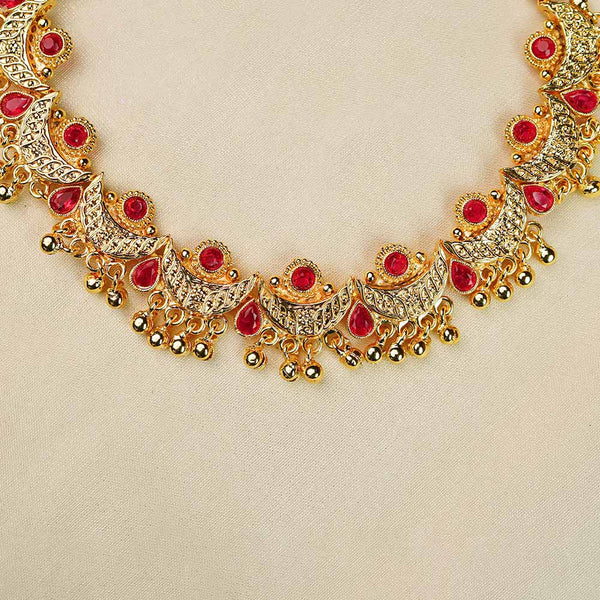 Kalapuri traditional red stone Chandra Haar necklace