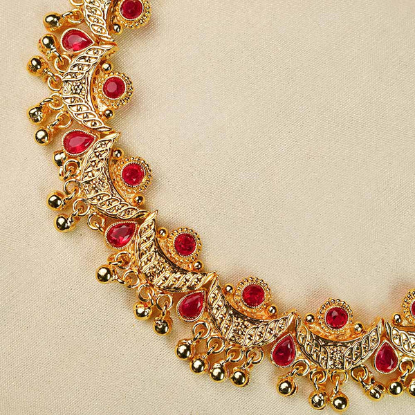 Kalapuri traditional red stone Chandra Haar necklace