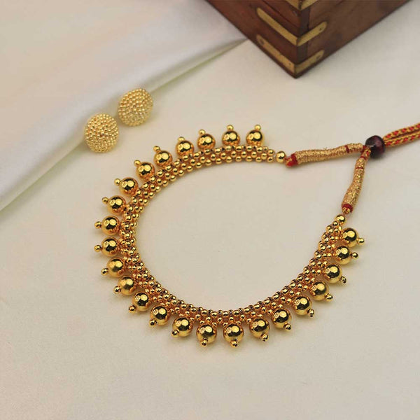 Classic Thushi Necklace with Intricate Beaded Design With Earing