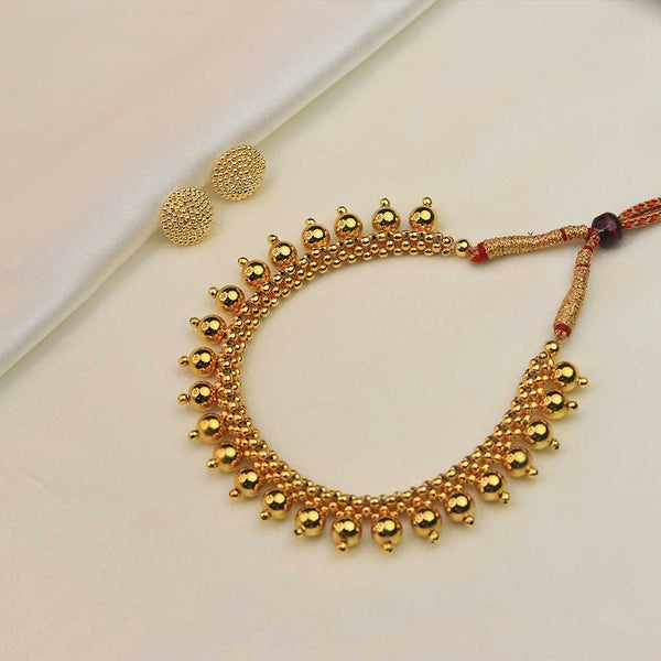 Classic Thushi Necklace with Intricate Beaded Design With Earing