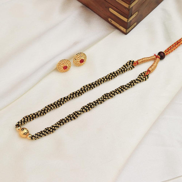 Layered Gold Bead Pendant Mangalsutra