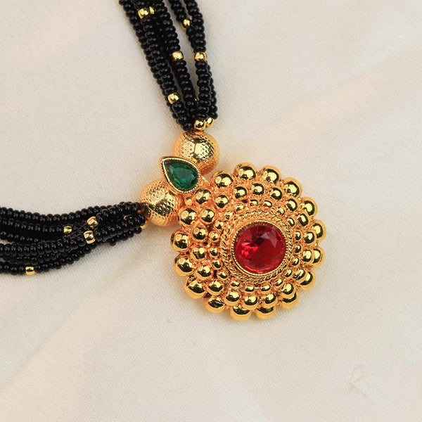 Multi-Line Gold Bead Necklace