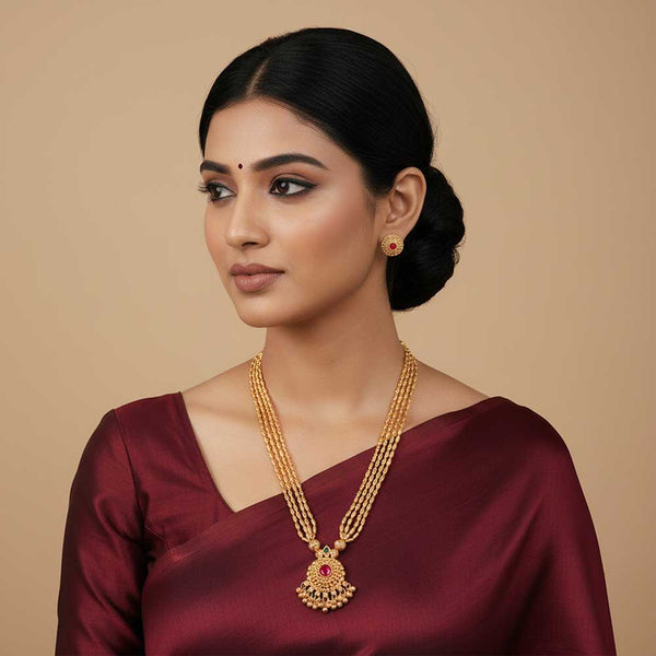 Kolhapuri Floral Pendant Multi-Strand Haar