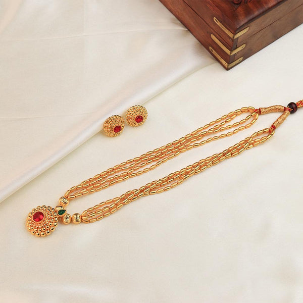 Kolhapuri Red Stone Pendant Haar