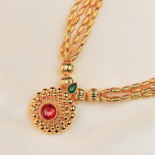 Kolhapuri Red Stone Pendant Haar