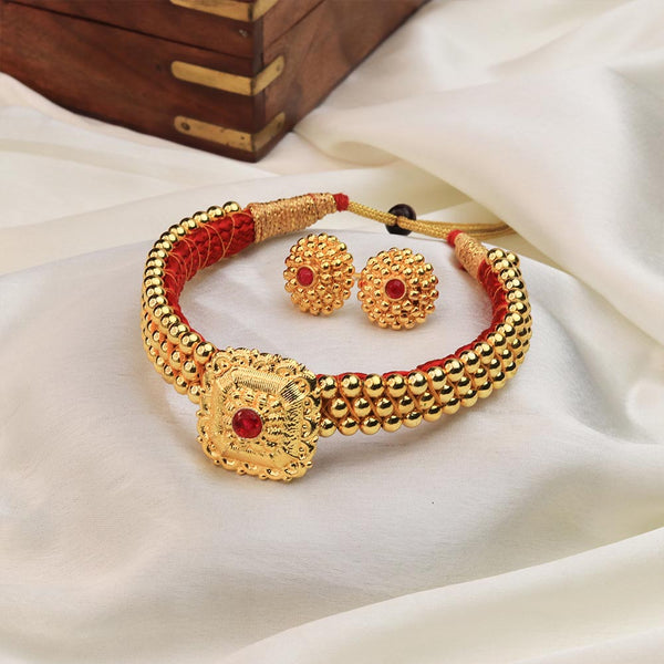 Kolhapuri Red Stone Drop Choker