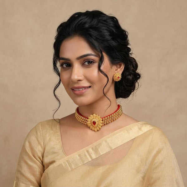 Kolhapuri Floral Pendant Choker Set