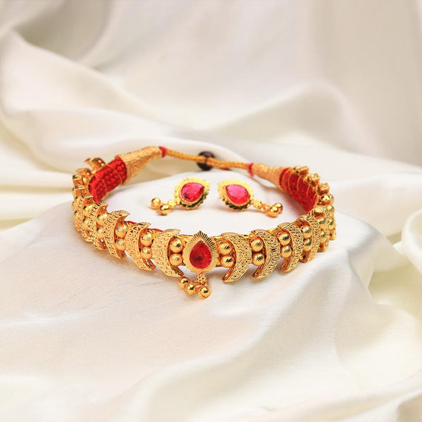 Kolhapuri Antique Leaf Design Choker Set