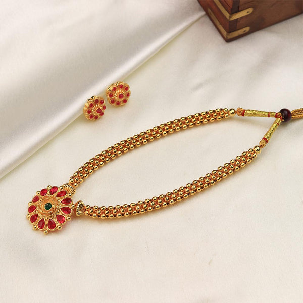 Red Floral Temple Mangalsutra