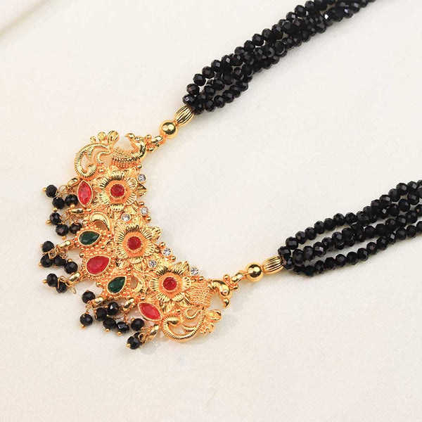 Black Crystal Temple Pendant Necklace