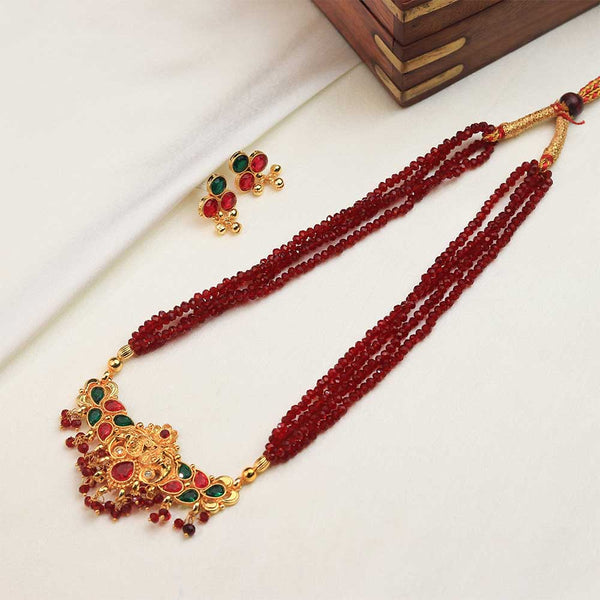 Red Crystal Temple Statement Necklace