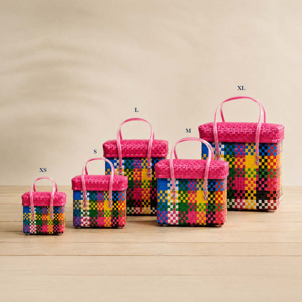 Multicolor Lid‑Top Basket – Handwoven All‑Purpose Storage