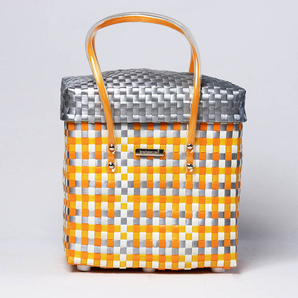 Kalapuri handmade grocery lid top basket with reusable weave eco-friendly everyday storage.
