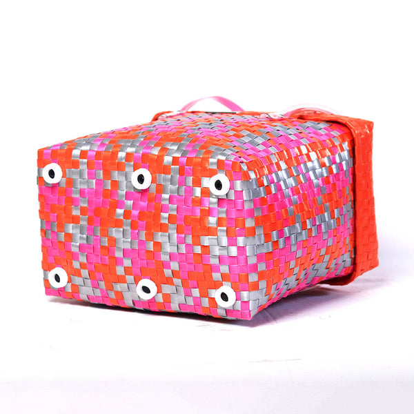 Kalapuri handmade polymer lid top basket durable handwoven storage solution.