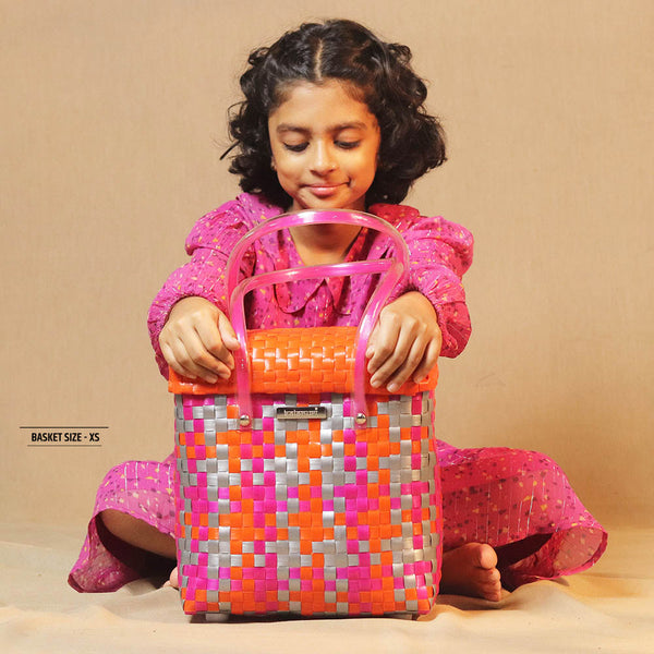 Kalapuri handmade polymer lid top basket durable handwoven storage solution.