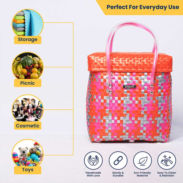 Polymer Lid‑Top Basket – Durable Handwoven Storage