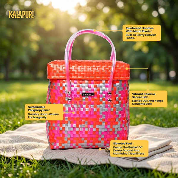 Polymer Lid‑Top Basket – Durable Handwoven Storage