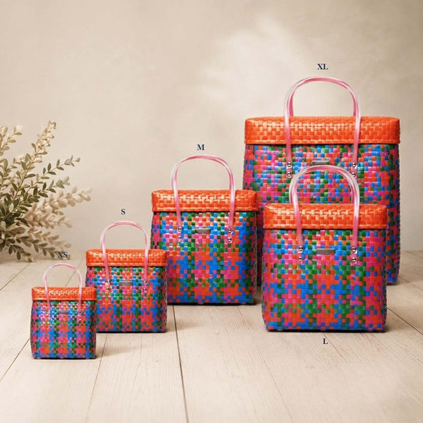 Multicolor Basket With Grey Lid
